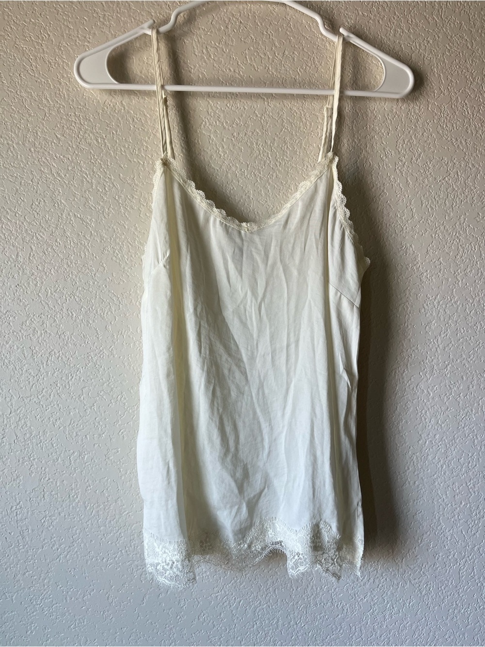 Aerie Bridal Babydoll Dainty Feminine Lace-Trim Ivory Camisole Top